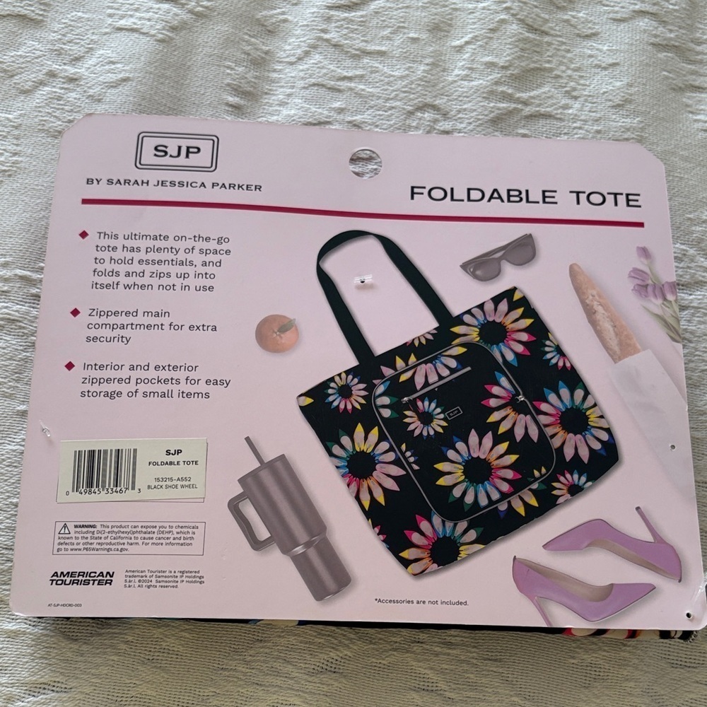 BNWT SJP Foldable Tote with Colorful Shoe Print No Longer Sold in Stores - Picture 4 of 8